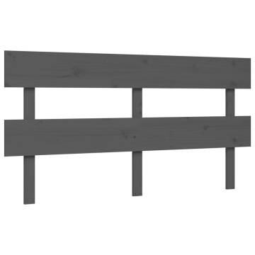 Grey Bed Frame with Headboard - 160x200 cm Solid Wood | Hipo Market