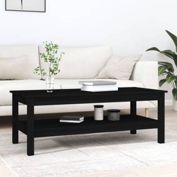 Elegant Black Coffee Table - Solid Pine Wood, 110x50x40 cm