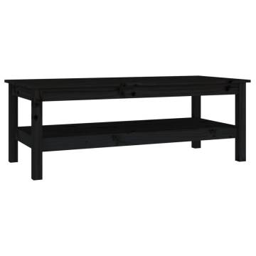 Elegant Black Coffee Table - Solid Pine Wood, 110x50x40 cm