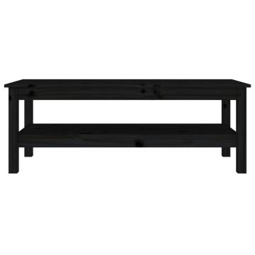 Elegant Black Coffee Table - Solid Pine Wood, 110x50x40 cm