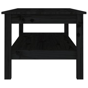 Elegant Black Coffee Table - Solid Pine Wood, 110x50x40 cm