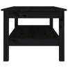 Elegant Black Coffee Table - Solid Pine Wood, 110x50x40 cm