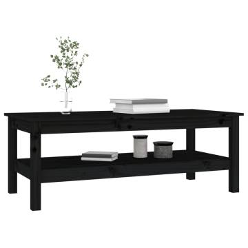 Elegant Black Coffee Table - Solid Pine Wood, 110x50x40 cm