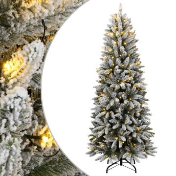 150 cm Flocked Christmas Tree with 150 LEDs - Hipomarket UK