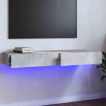 Modern TV Cabinet with LED Lights - Concrete Grey 120x35 cm