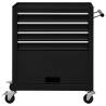 Tool Trolley with 4 Drawers - Durable Steel Black Storage