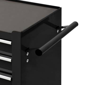 Tool Trolley with 4 Drawers - Durable Steel Black Storage