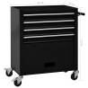 Tool Trolley with 4 Drawers - Durable Steel Black Storage