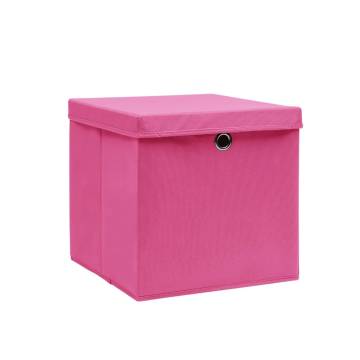 Storage Boxes with Covers - 10 pcs Pink 28x28x28 cm