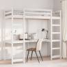  Loft Bed Frame with Desk White 90x190 cm Solid Wood Pine Colour white Size 90 x 190 cm 