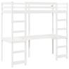 Loft Bed Frame with Desk - White Solid Wood Pine 90x190 cm