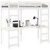 Loft Bed Frame with Desk - White Solid Wood Pine 90x190 cm