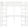 Loft Bed Frame with Desk - White Solid Wood Pine 90x190 cm