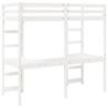 Loft Bed Frame with Desk - White Solid Wood Pine 90x190 cm