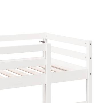 Loft Bed Frame with Desk - White Solid Wood Pine 90x190 cm