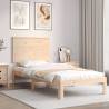 Bed Frame with Headboard Single Solid Wood Colour natural Size 90 x 190 cm 