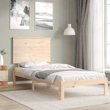 Solid Wood Single Bed Frame with Headboard - Hipomarket UK