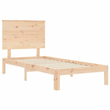 Solid Wood Single Bed Frame with Headboard - Hipomarket UK