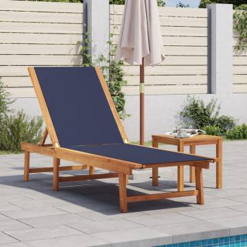 Comfortable Sun Lounger: Blue Solid Wood Acacia & Textilene