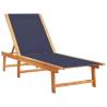 Comfortable Sun Lounger: Blue Solid Wood Acacia & Textilene