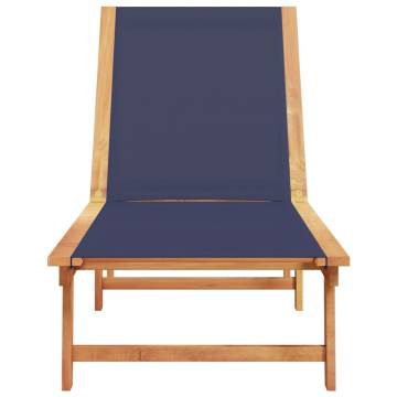 Comfortable Sun Lounger: Blue Solid Wood Acacia & Textilene