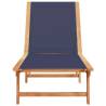 Comfortable Sun Lounger: Blue Solid Wood Acacia & Textilene