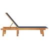 Comfortable Sun Lounger: Blue Solid Wood Acacia & Textilene