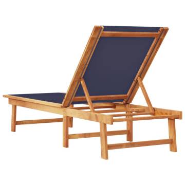 Comfortable Sun Lounger: Blue Solid Wood Acacia & Textilene