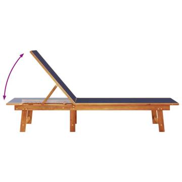 Comfortable Sun Lounger: Blue Solid Wood Acacia & Textilene