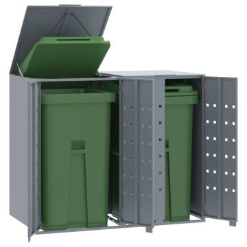 Wheelie Bin Storage for 2 Bins - Grey Steel | HipoMarket