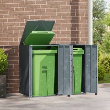 Wheelie Bin Storage for 2 Bins - Grey Steel | HipoMarket