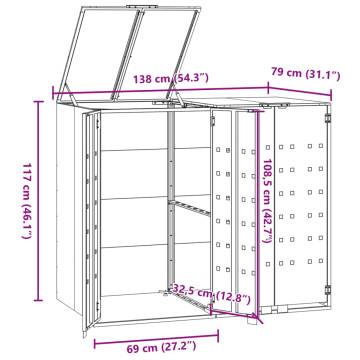 Wheelie Bin Storage for 2 Bins - Grey Steel | HipoMarket