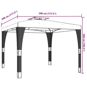 Gazebo with Double Roof Anthracite - 2.98x2.98 m Steel