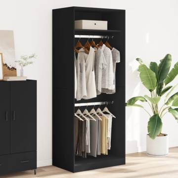 Wardrobe Black 80x50x200 cm - Stylish Engineered Wood Storage