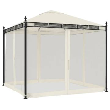 Gazebo with Mesh Walls Cream 2.93x2.93 m | Durable Steel Frame