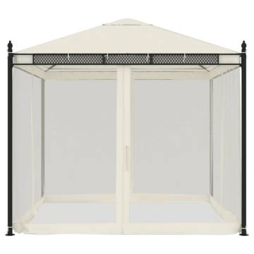 Gazebo with Mesh Walls Cream 2.93x2.93 m | Durable Steel Frame