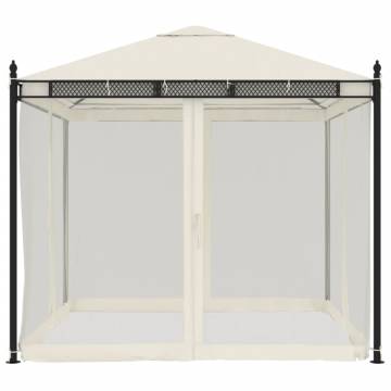 Gazebo with Mesh Walls Cream 2.93x2.93 m | Durable Steel Frame