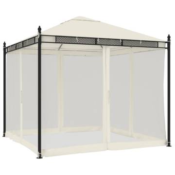 Gazebo with Mesh Walls Cream 2.93x2.93 m | Durable Steel Frame