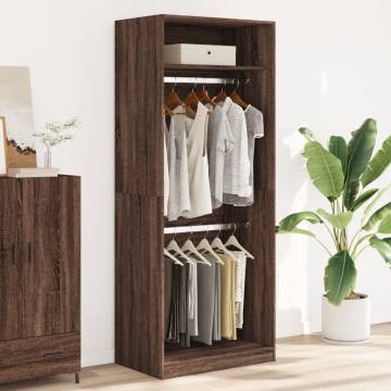 Stylish Brown Oak Wardrobe | 80x50x200 cm Engineered Wood