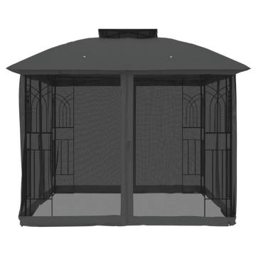 Gazebo with Double Roof & Mesh Walls - 2.94x2.94m Anthracite