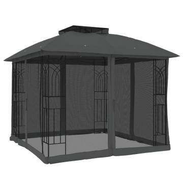 Gazebo with Double Roof & Mesh Walls - 2.94x2.94m Anthracite