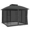 Gazebo with Double Roof & Mesh Walls - 2.94x2.94m Anthracite