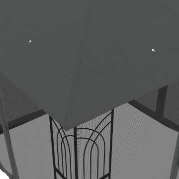 Gazebo with Double Roof & Mesh Walls - 2.94x2.94m Anthracite