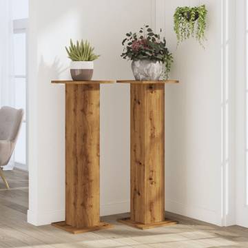 Artisian Oak Plant Stands - 2 pcs, 30x30x95 cm | Hipomarket