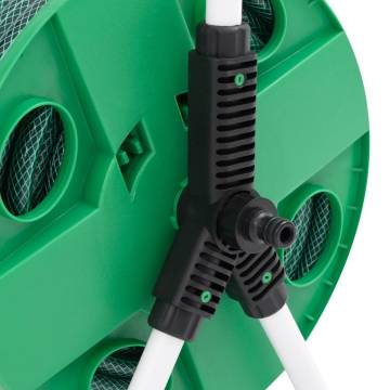 Free Standing Green Hose Reel with 20m PVC Hose & Fittings