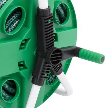 Free Standing Green Hose Reel with 20m PVC Hose & Fittings