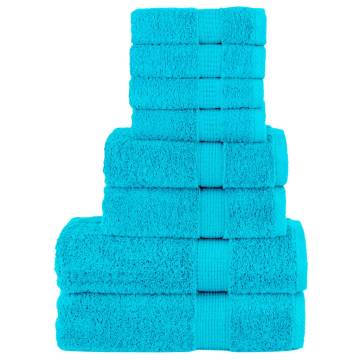 8 Piece Premium Towel Set SOLUND Turquoise - Soft & Absorbent