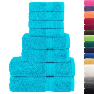 8 Piece Premium Towel Set SOLUND Turquoise - Soft & Absorbent