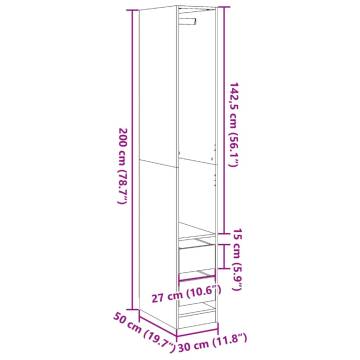 Stylish Wardrobe in Old Wood - 30x50x200 cm | HipoMarket