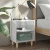 Scandinavian Bed Cabinet with Solid Wood Legs - High Gloss White